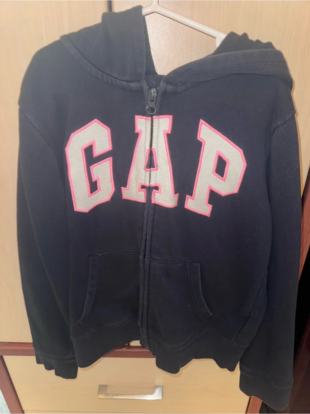 Gap Kids Girls Logo Zip-Up Hoodie Navy Pink Size L (10)